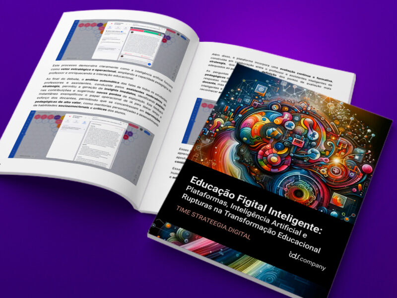 Transformação figital na educação corporativa com integração de elementos físicos, digitais e sociais.
